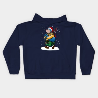 The Scottish Mole Of Kintyre Plays Bagpipes At Christmas! Kids Hoodie
